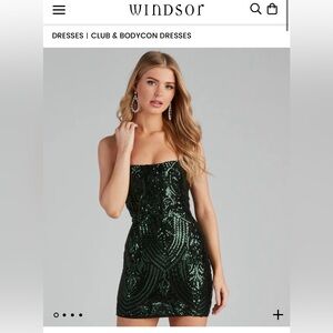Windsor Mini Sequin green dress